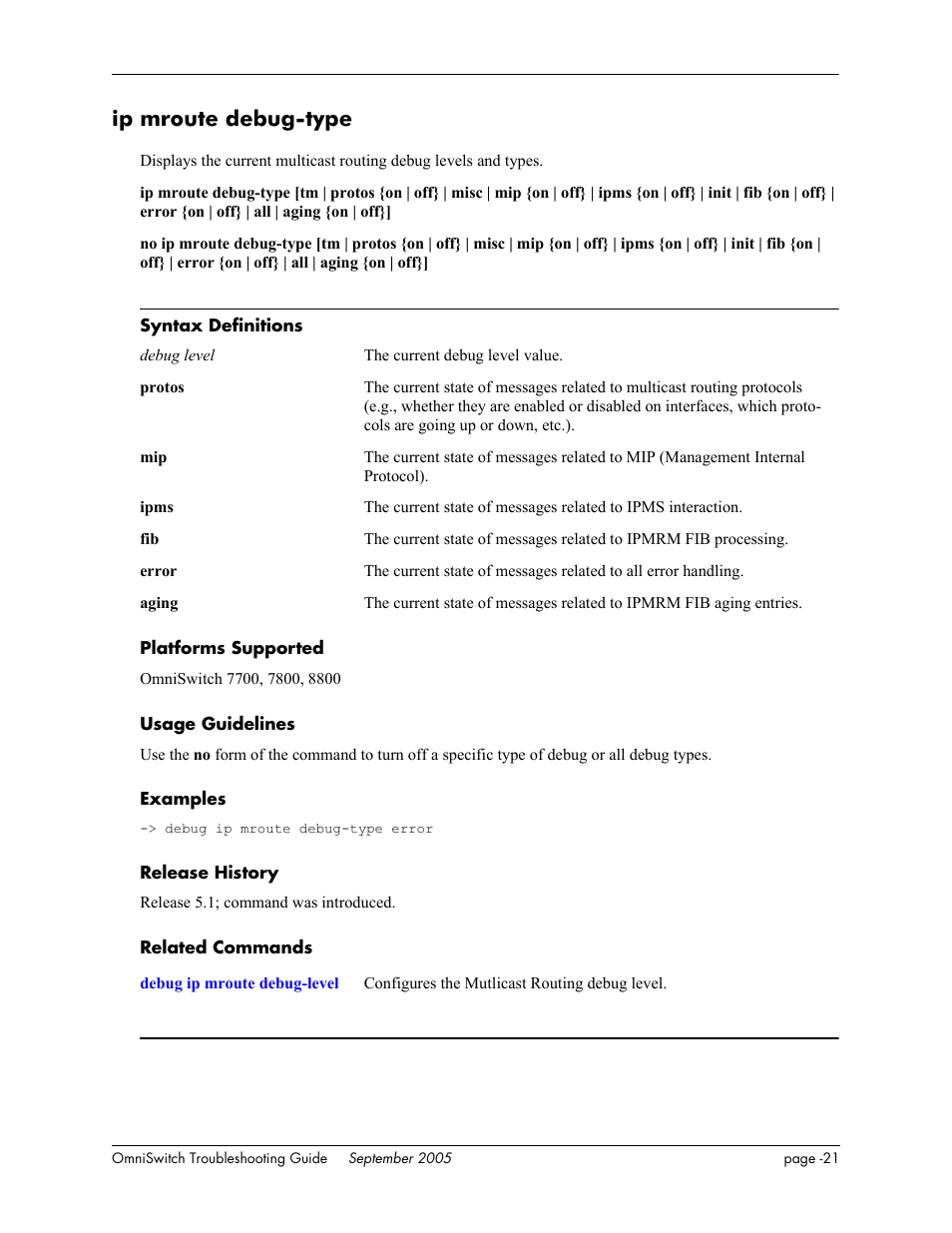 Ip mroute debug-type | Alcatel Carrier Internetworking Solutions 6648 User Manual | Page 407 / 614