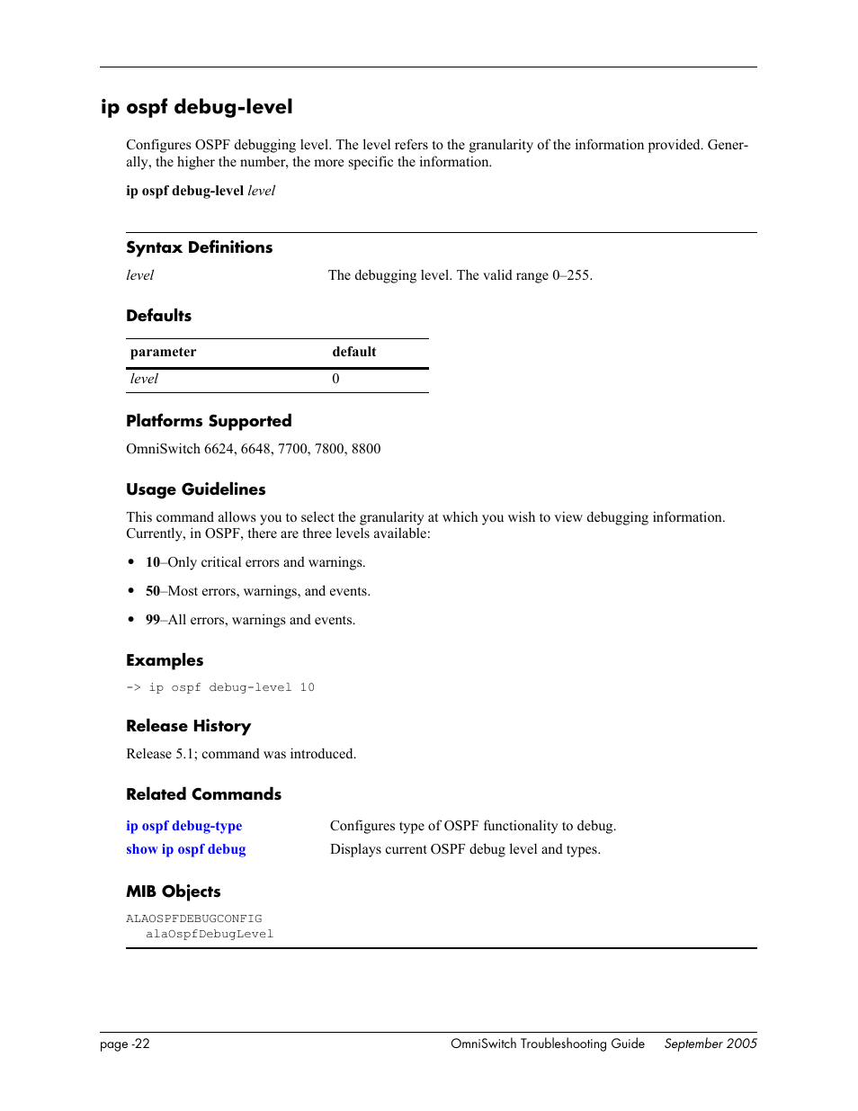 Ip ospf debug-level | Alcatel Carrier Internetworking Solutions 6648 User Manual | Page 408 / 614