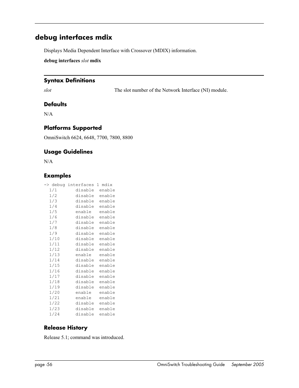 Debug interfaces mdix | Alcatel Carrier Internetworking Solutions 6648 User Manual | Page 442 / 614