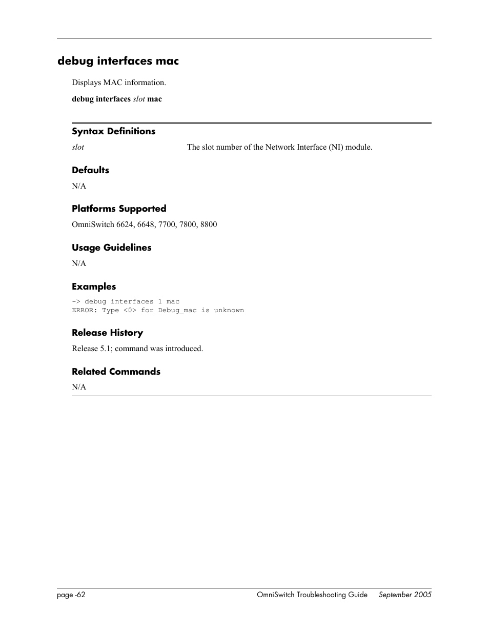 Debug interfaces mac | Alcatel Carrier Internetworking Solutions 6648 User Manual | Page 448 / 614