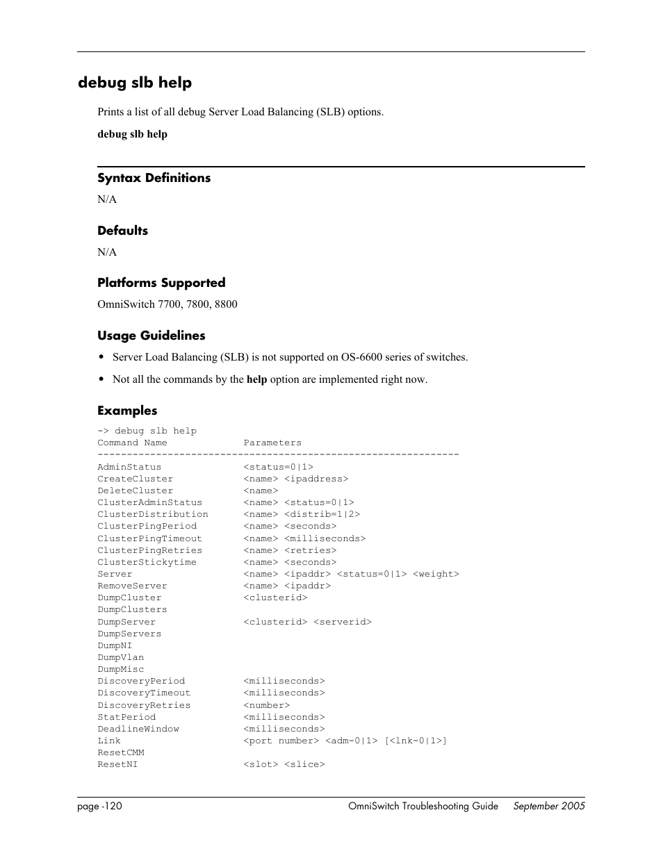 Debug slb help | Alcatel Carrier Internetworking Solutions 6648 User Manual | Page 506 / 614