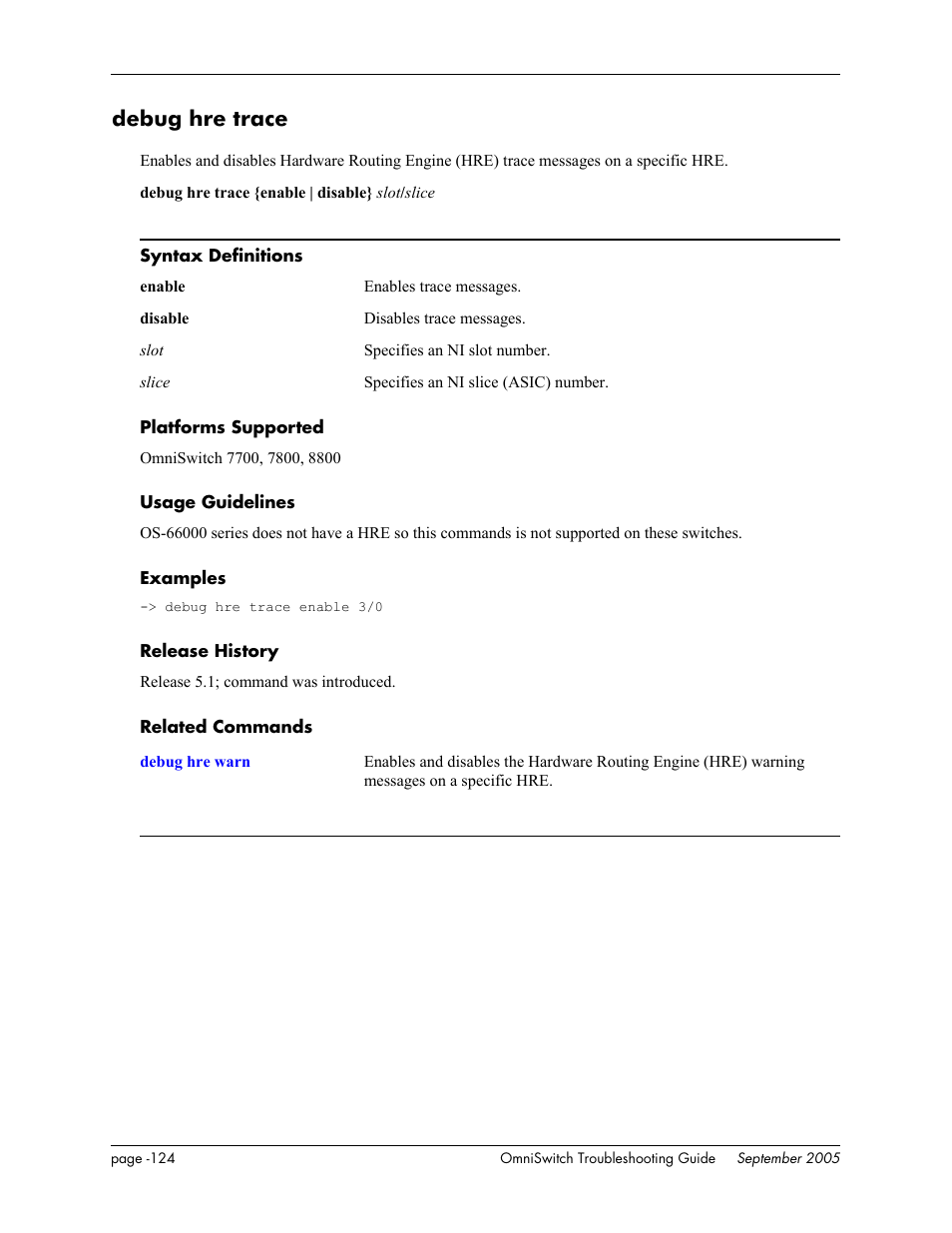 Debug hre trace | Alcatel Carrier Internetworking Solutions 6648 User Manual | Page 510 / 614