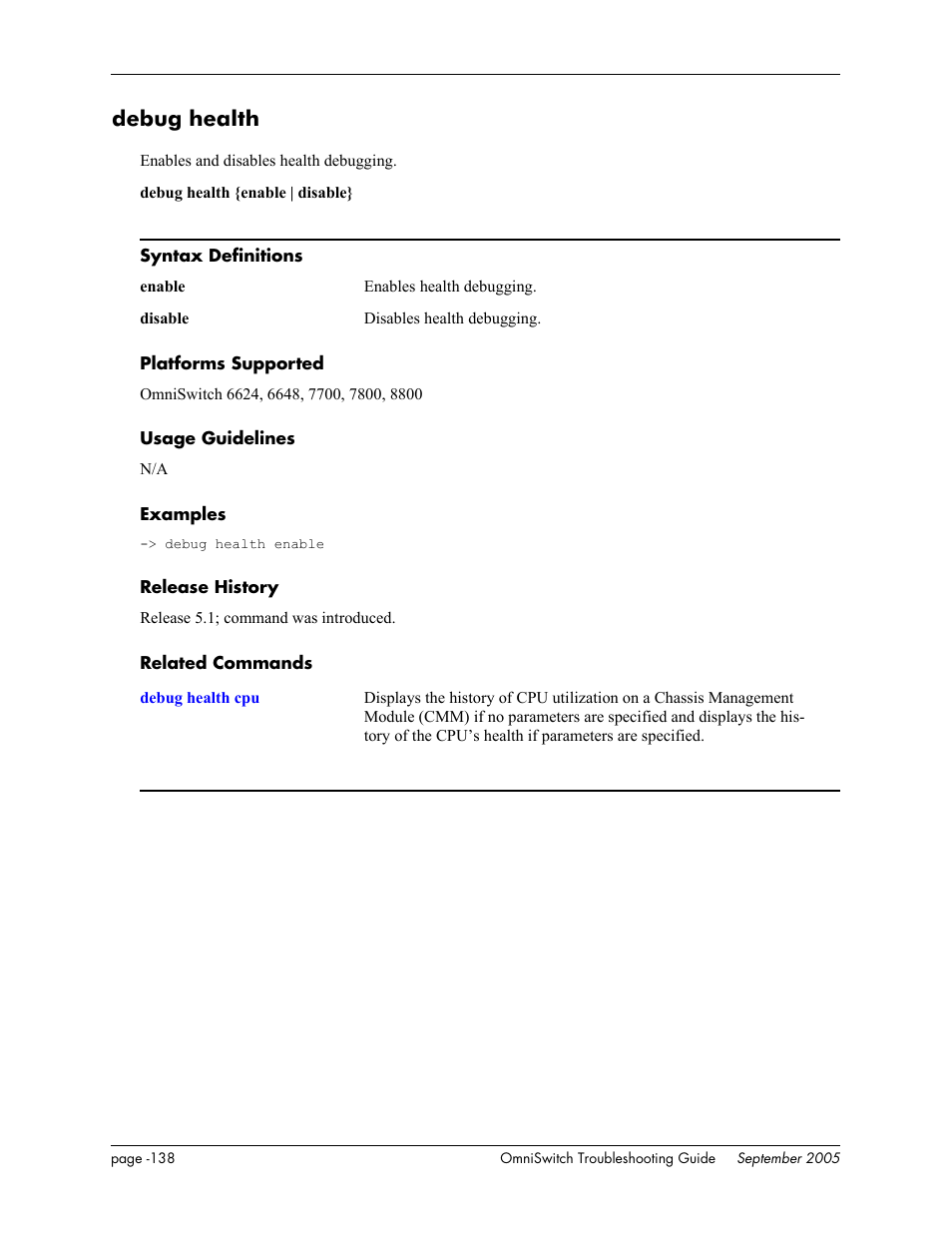 Debug health | Alcatel Carrier Internetworking Solutions 6648 User Manual | Page 524 / 614