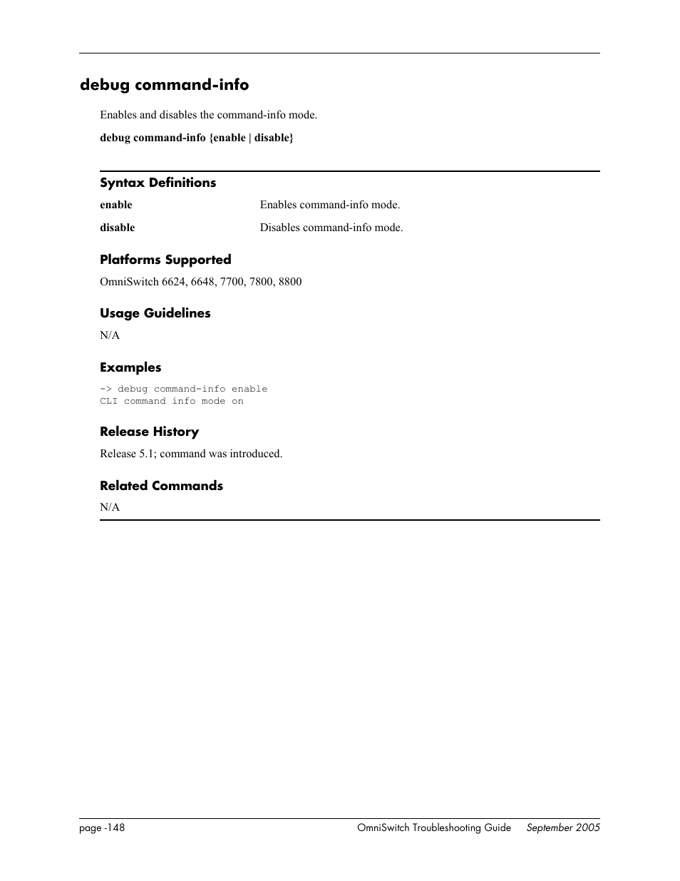 Debug command-info | Alcatel Carrier Internetworking Solutions 6648 User Manual | Page 534 / 614