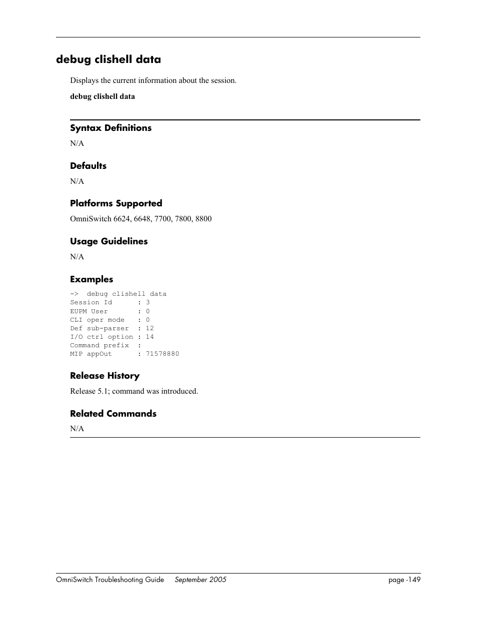 Debug clishell data | Alcatel Carrier Internetworking Solutions 6648 User Manual | Page 535 / 614