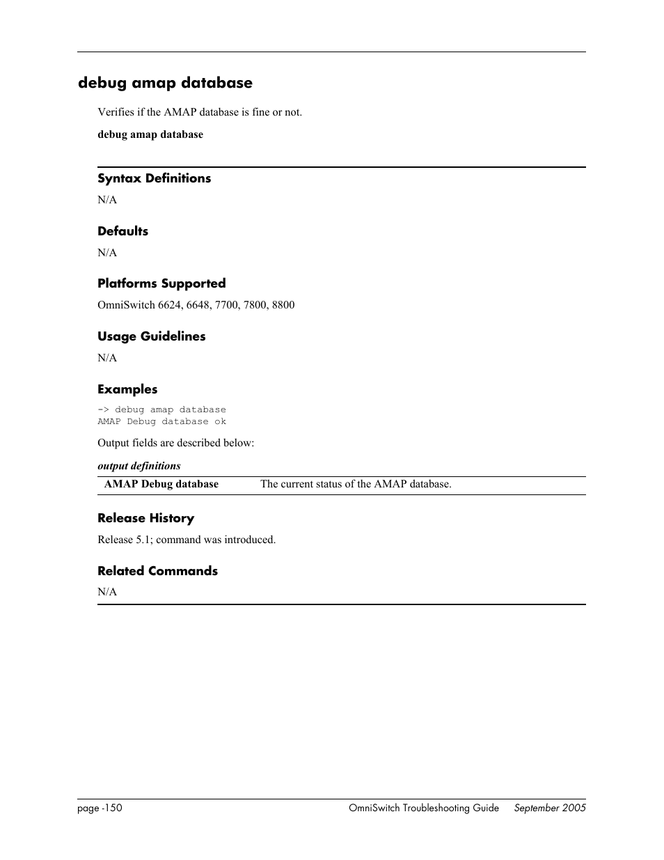 Debug amap database | Alcatel Carrier Internetworking Solutions 6648 User Manual | Page 536 / 614