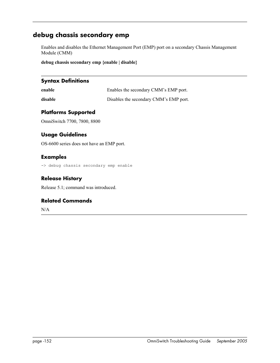 Debug chassis secondary emp | Alcatel Carrier Internetworking Solutions 6648 User Manual | Page 538 / 614