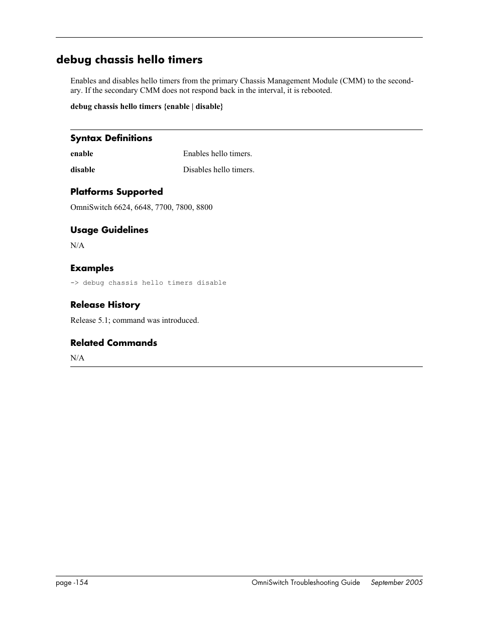 Debug chassis hello timers | Alcatel Carrier Internetworking Solutions 6648 User Manual | Page 540 / 614