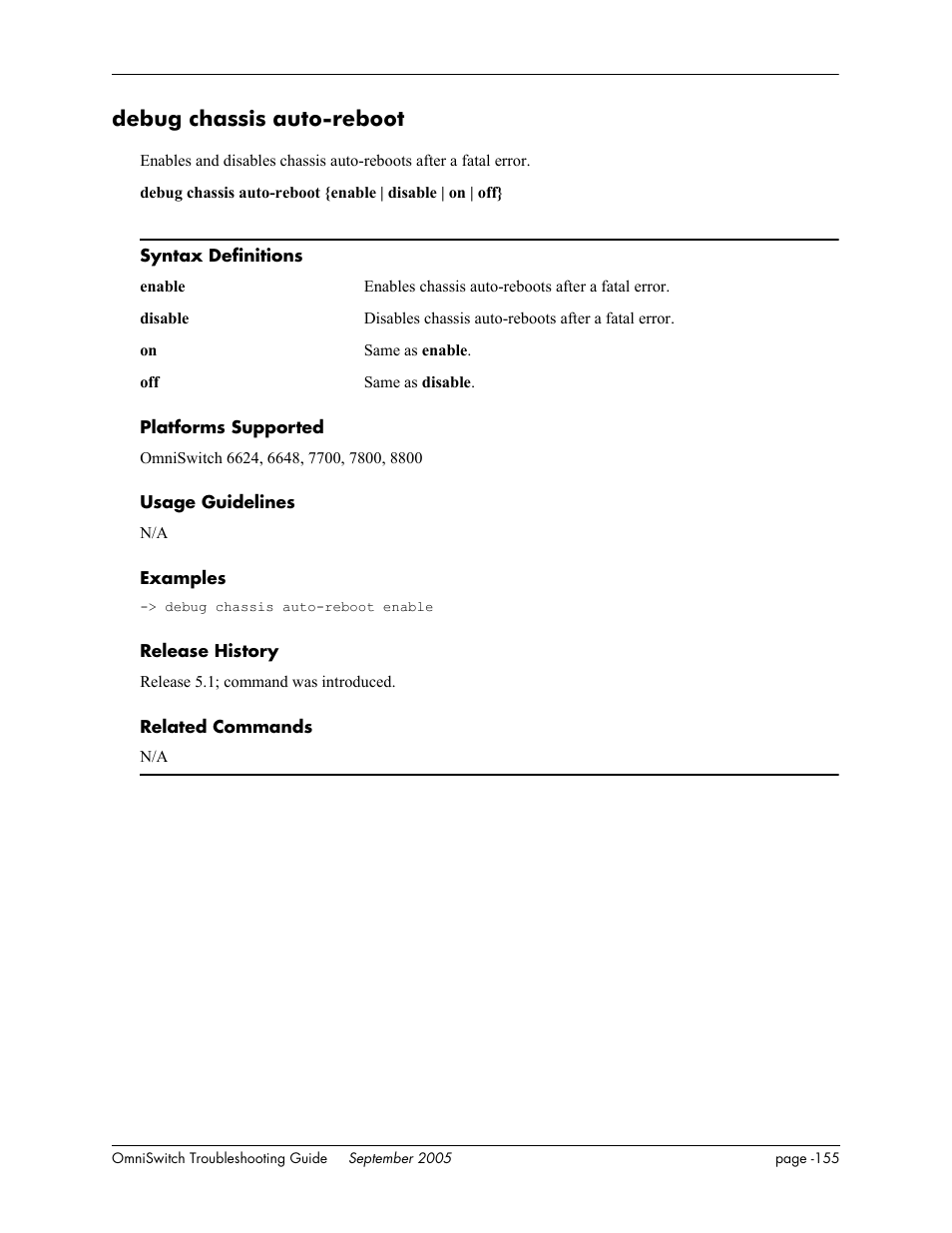 Debug chassis auto-reboot | Alcatel Carrier Internetworking Solutions 6648 User Manual | Page 541 / 614