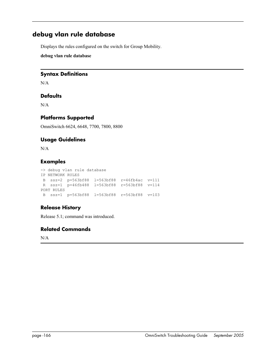 Debug vlan rule database | Alcatel Carrier Internetworking Solutions 6648 User Manual | Page 552 / 614