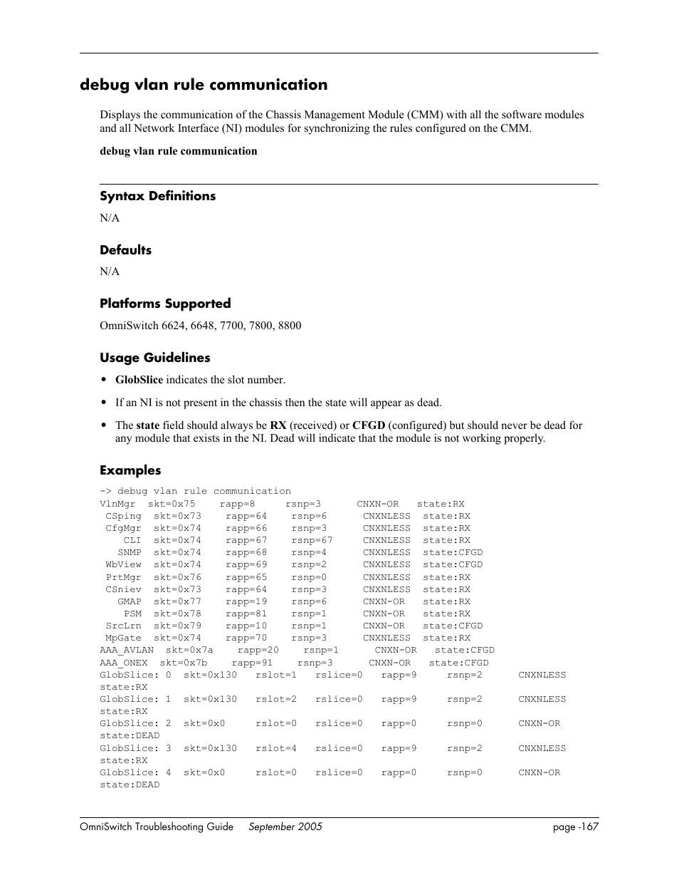 Debug vlan rule communication | Alcatel Carrier Internetworking Solutions 6648 User Manual | Page 553 / 614