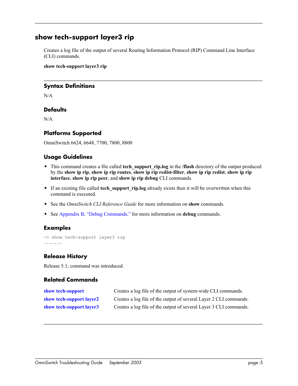 Show tech-support layer3 rip | Alcatel Carrier Internetworking Solutions 6648 User Manual | Page 599 / 614