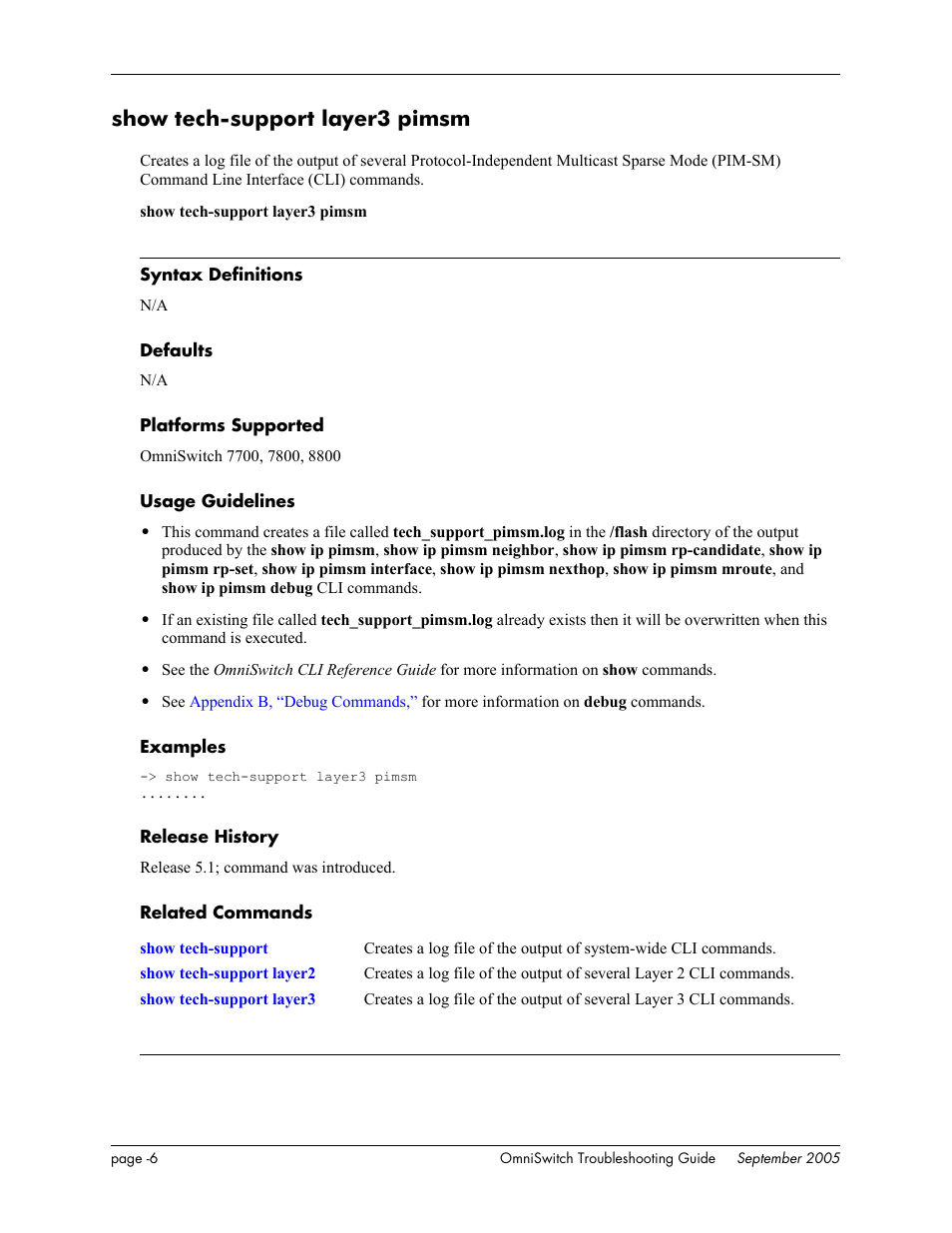 Show tech-support layer3 pimsm | Alcatel Carrier Internetworking Solutions 6648 User Manual | Page 600 / 614