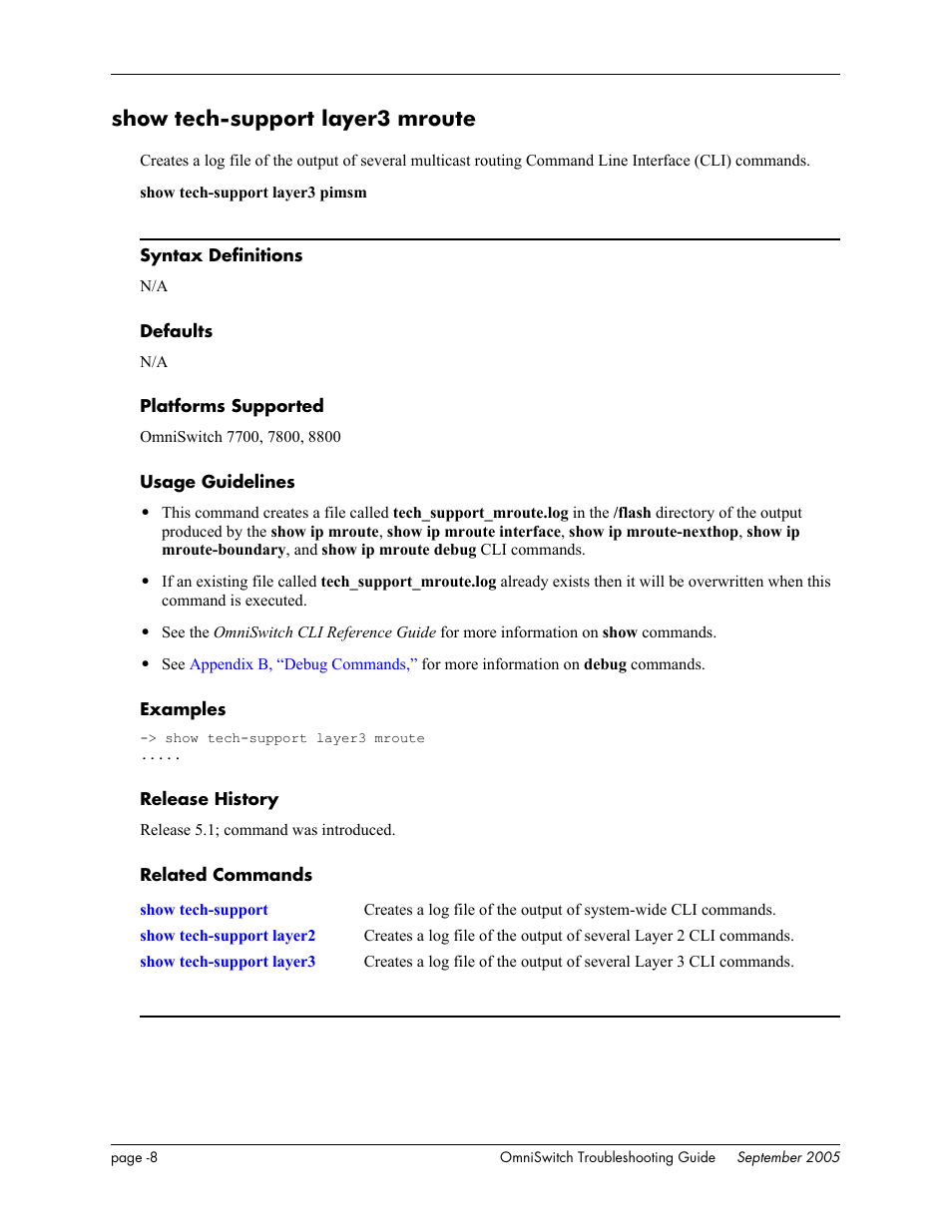 Show tech-support layer3 mroute | Alcatel Carrier Internetworking Solutions 6648 User Manual | Page 602 / 614