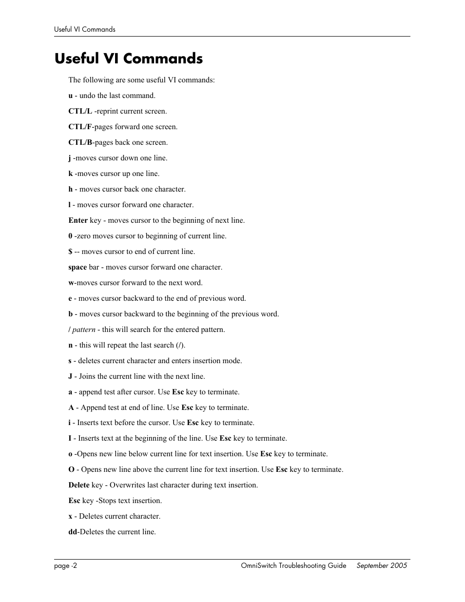 Useful vi commands | Alcatel Carrier Internetworking Solutions 6648 User Manual | Page 608 / 614