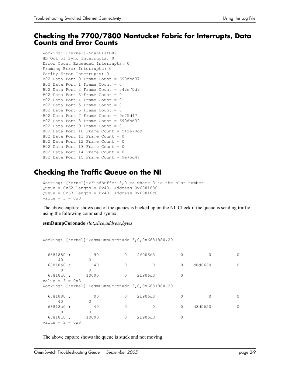 Checking the traffic queue on the ni | Alcatel Carrier Internetworking Solutions 6648 User Manual | Page 67 / 614