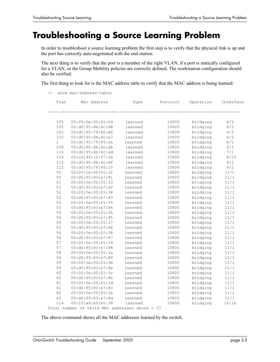 Troubleshooting a source learning problem, Troubleshooting a source learning problem -3 | Alcatel Carrier Internetworking Solutions 6648 User Manual | Page 71 / 614