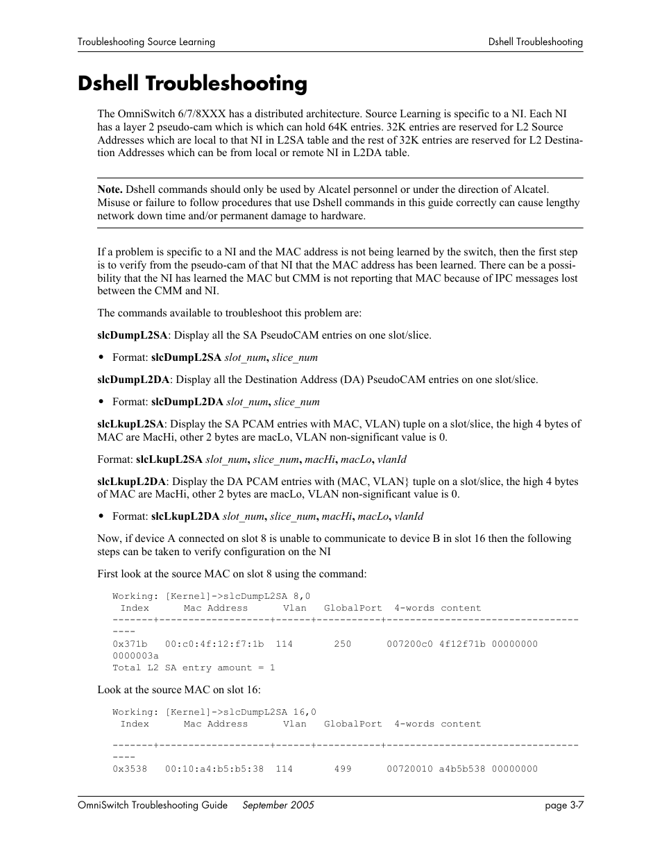 Dshell troubleshooting, Dshell troubleshooting -7 | Alcatel Carrier Internetworking Solutions 6648 User Manual | Page 75 / 614