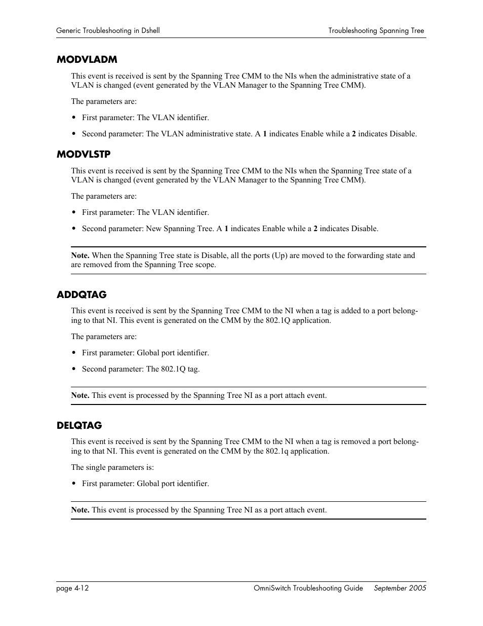 Modvladm, Modvlstp, Addqtag | Delqtag, Modvladm -12 modvlstp -12 addqtag -12 delqtag -12 | Alcatel Carrier Internetworking Solutions 6648 User Manual | Page 92 / 614