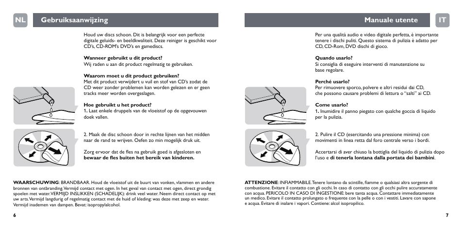 Gebruiksaanwijzing manuale utente nl it | Philips Disc-Reiniger User Manual | Page 4 / 10