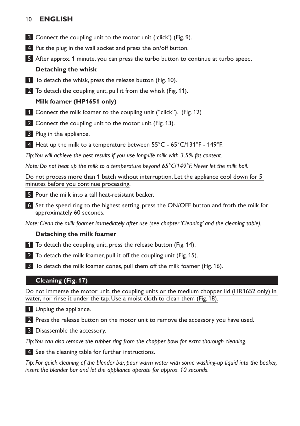 Philips Avance Collection Stabmixer User Manual | Page 10 / 116