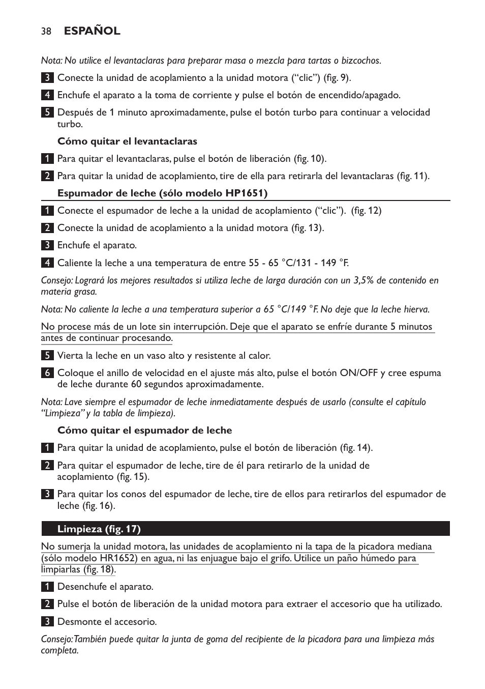 Philips Avance Collection Stabmixer User Manual | Page 38 / 116