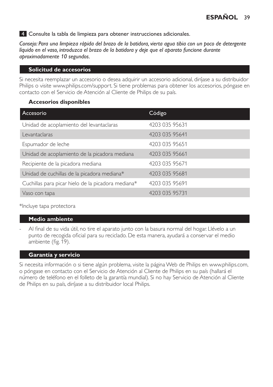 Philips Avance Collection Stabmixer User Manual | Page 39 / 116