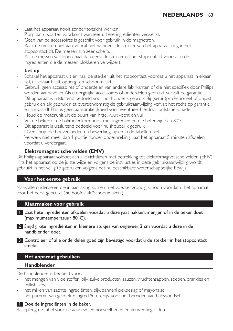 Philips Avance Collection Stabmixer User Manual | Page 63 / 116