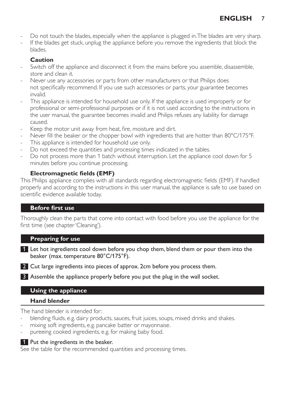 Philips Avance Collection Stabmixer User Manual | Page 7 / 116