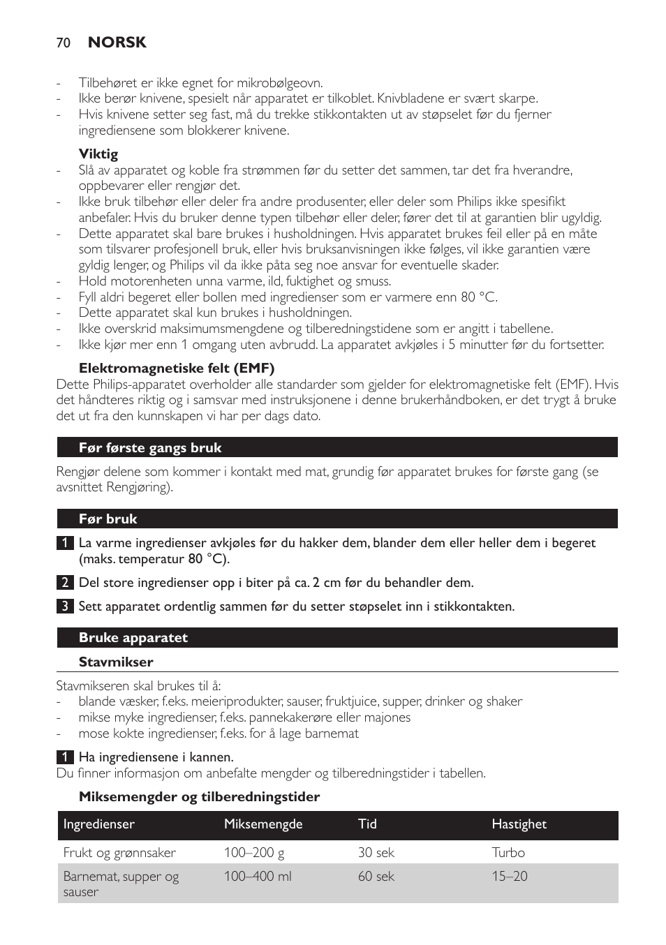 Philips Avance Collection Stabmixer User Manual | Page 70 / 116