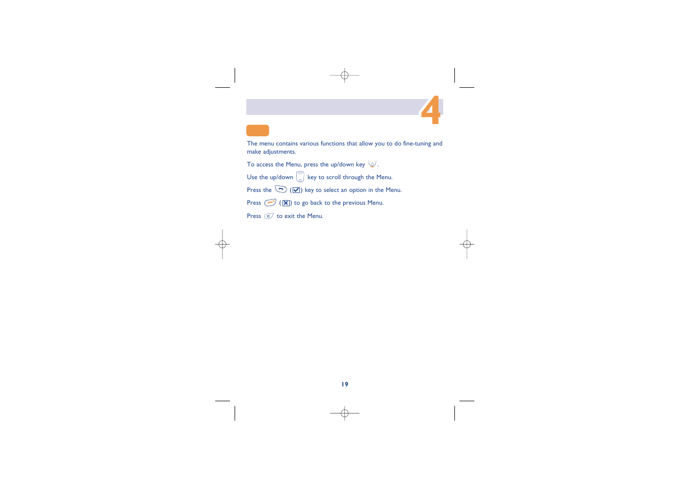 The menu | Alcatel Carrier Internetworking Solutions Alcatel 8 Series IPTouch 4068 User Manual | Page 21 / 62