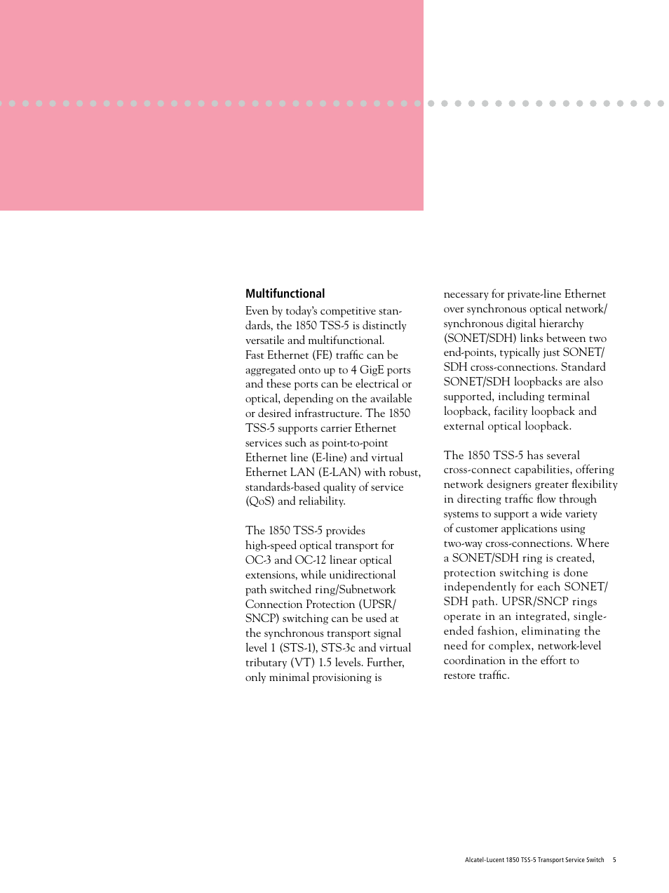 Alcatel Carrier Internetworking Solutions 1850 TSS-5 User Manual | Page 5 / 12