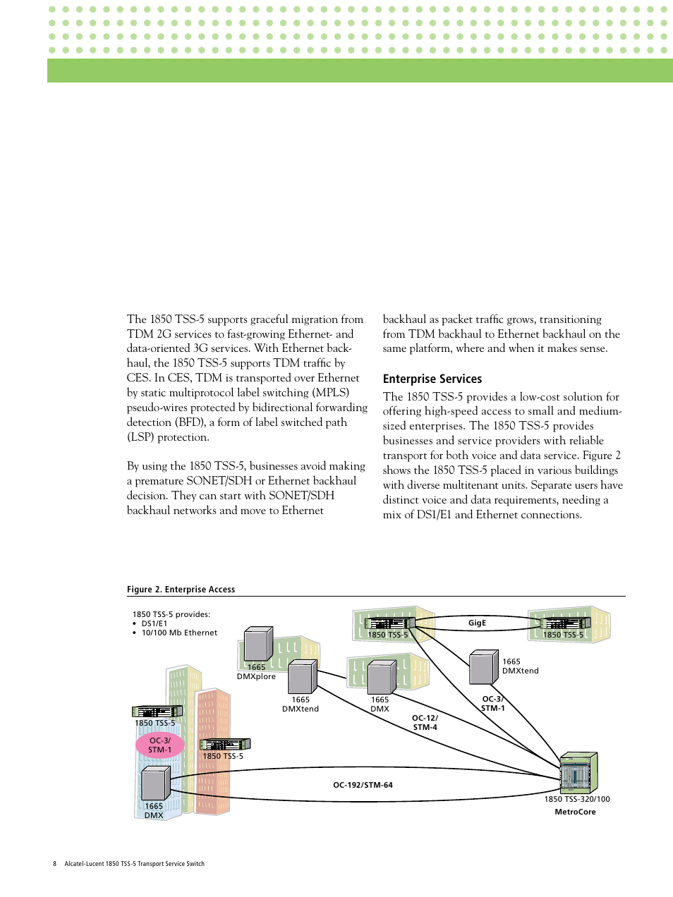 Enterprise services | Alcatel Carrier Internetworking Solutions 1850 TSS-5 User Manual | Page 8 / 12