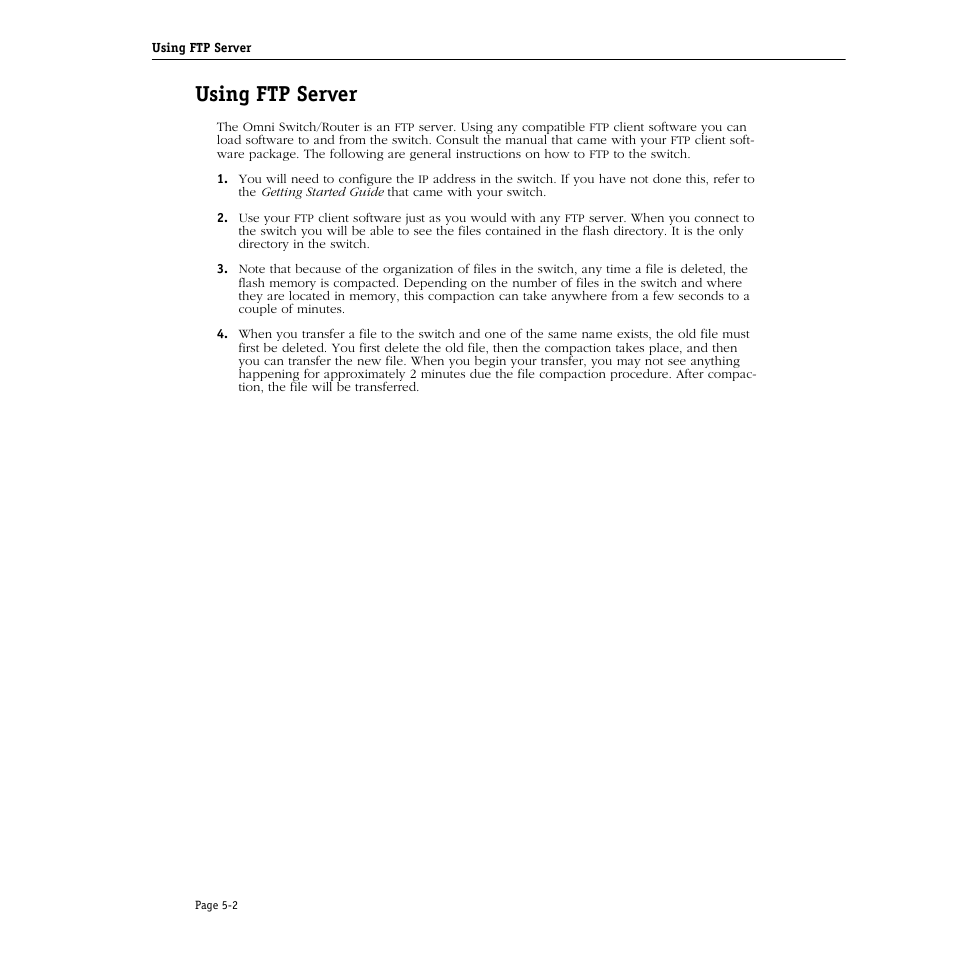 Using ftp server, Using ftp server -2 | Alcatel Carrier Internetworking Solutions Omni Switch/Router User Manual | Page 158 / 1100