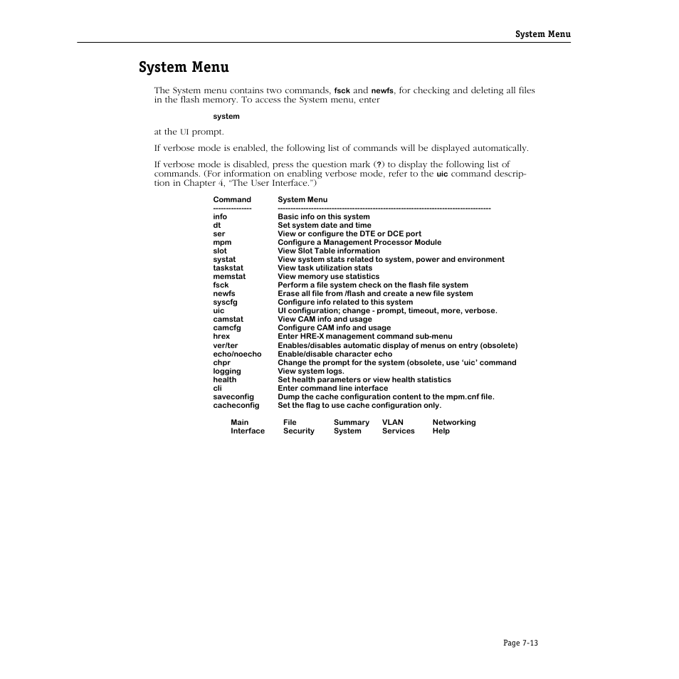 System menu, System menu -13 | Alcatel Carrier Internetworking Solutions Omni Switch/Router User Manual | Page 199 / 1100