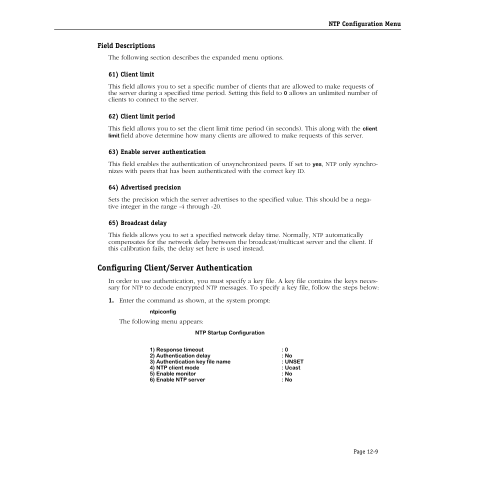Field descriptions, Configuring client/server authentication, Configuring client/server authentication -9 | Alcatel Carrier Internetworking Solutions Omni Switch/Router User Manual | Page 287 / 1100