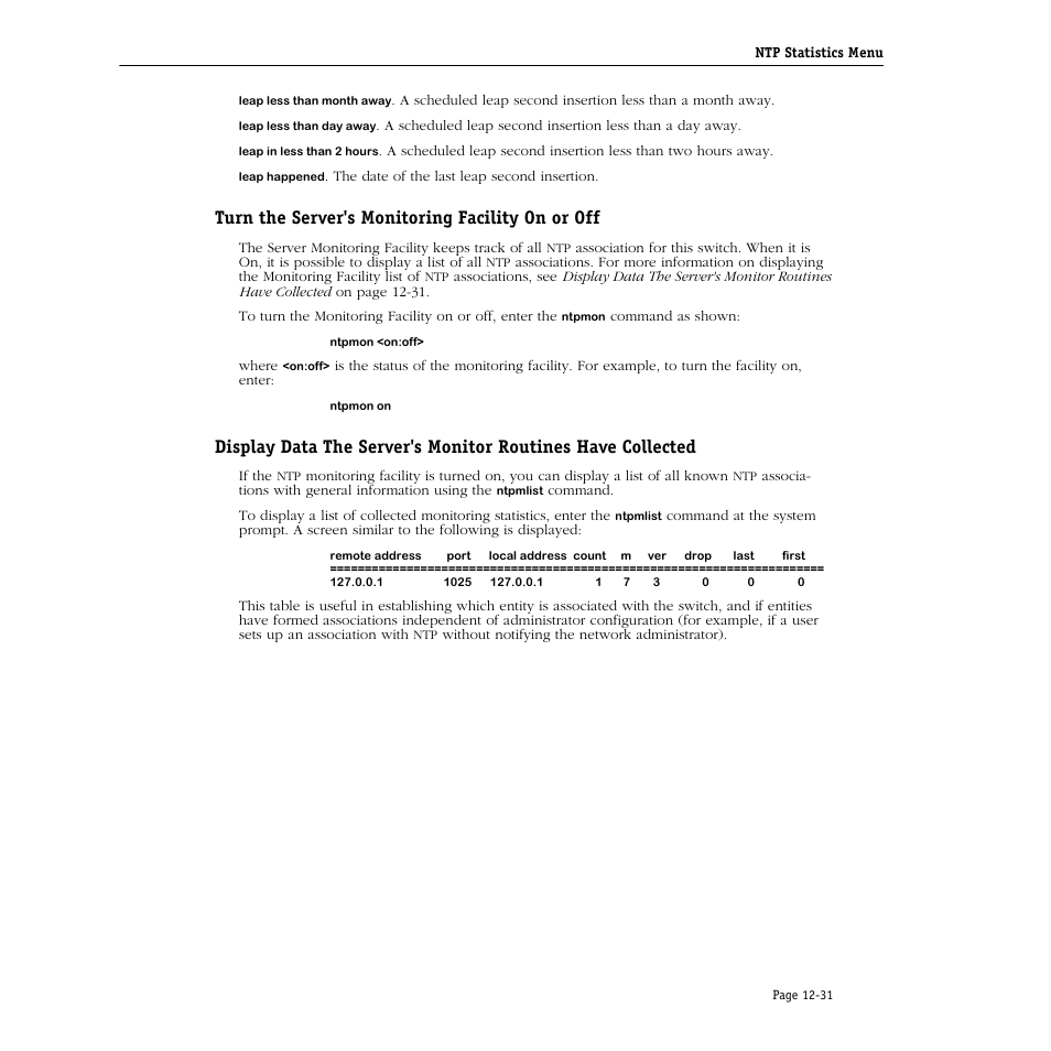 Turn the server's monitoring facility on or off | Alcatel Carrier Internetworking Solutions Omni Switch/Router User Manual | Page 309 / 1100
