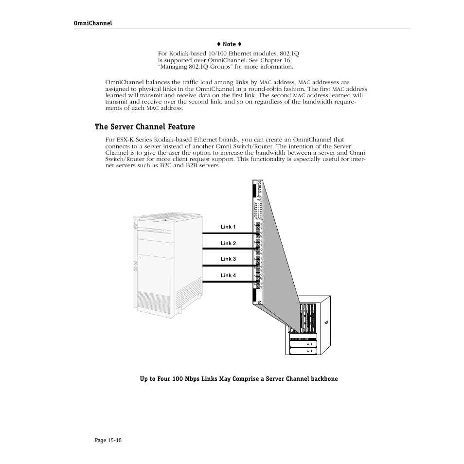 The server channel feature, The server channel feature -10, Omnichannel | Address, Page 15-10 | Alcatel Carrier Internetworking Solutions Omni Switch/Router User Manual | Page 424 / 1100