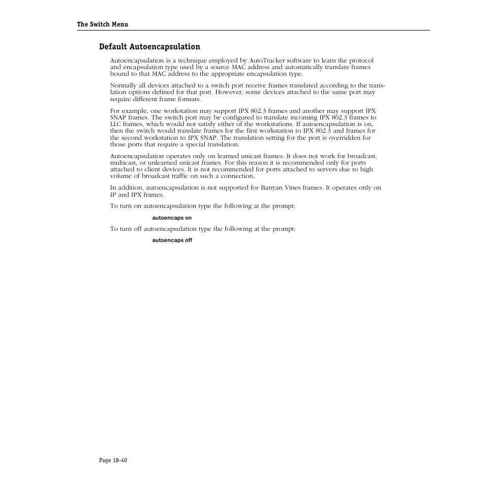 Default autoencapsulation, Default autoencapsulation -40 | Alcatel Carrier Internetworking Solutions Omni Switch/Router User Manual | Page 536 / 1100