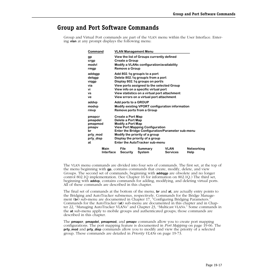 Group and port software commands, Group and port software commands -17 | Alcatel Carrier Internetworking Solutions Omni Switch/Router User Manual | Page 559 / 1100