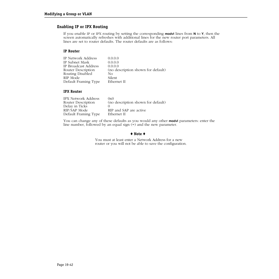 Enabling ip or ipx routing, Enabling ip or ipx routing -42 | Alcatel Carrier Internetworking Solutions Omni Switch/Router User Manual | Page 584 / 1100