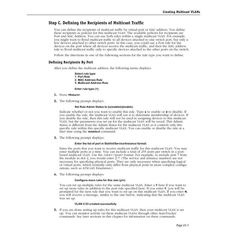 Defining recipients by port, Defining recipients by port -7 | Alcatel Carrier Internetworking Solutions Omni Switch/Router User Manual | Page 701 / 1100