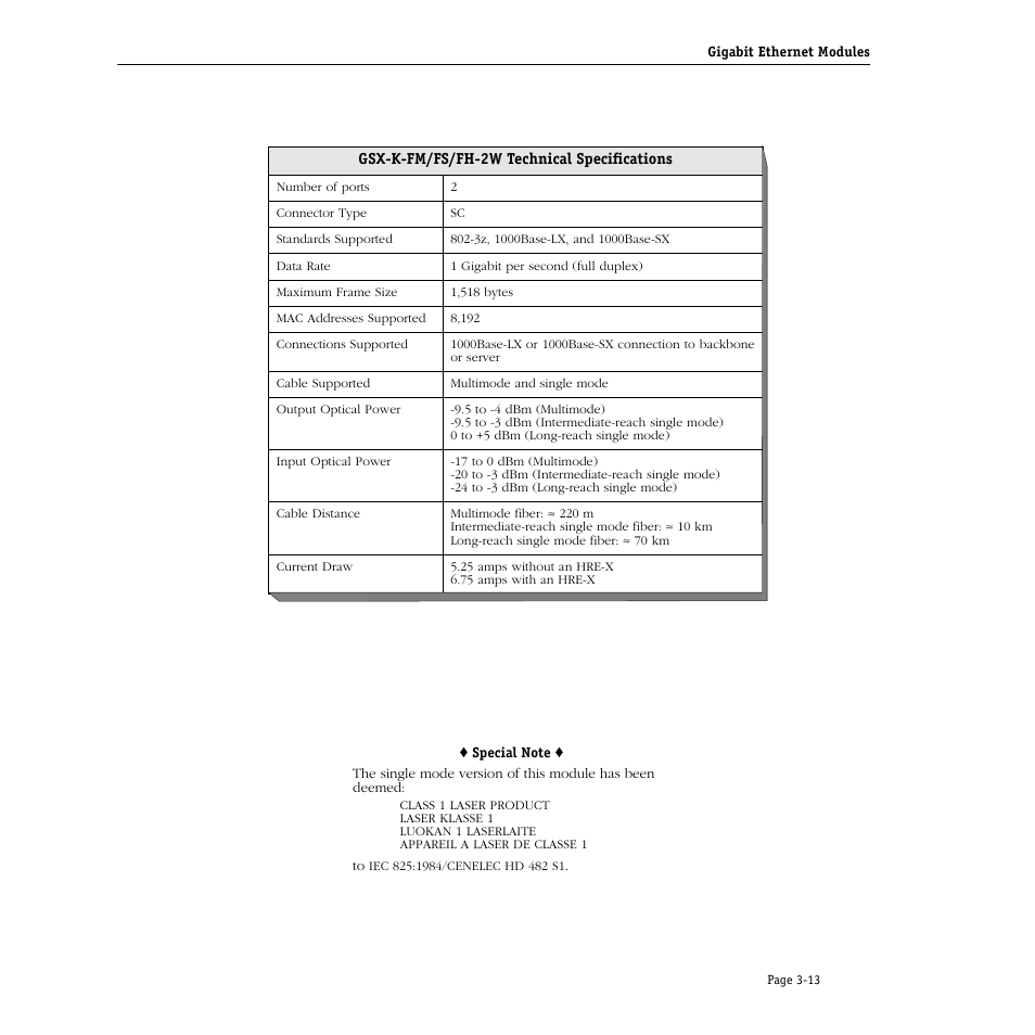 Gsx-k-fm/fs/fh-2w technical specifications, Gsx-k-fm/fs/fh-2w technical specifications -13 | Alcatel Carrier Internetworking Solutions Omni Switch/Router User Manual | Page 83 / 1100