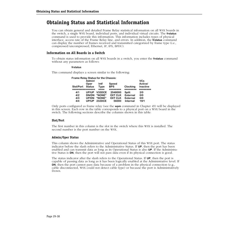 Obtaining status and statistical information, Information on all boards in a switch, Obtaining status and statistical information -38 | Information on all boards in a switch -38 | Alcatel Carrier Internetworking Solutions Omni Switch/Router User Manual | Page 910 / 1100