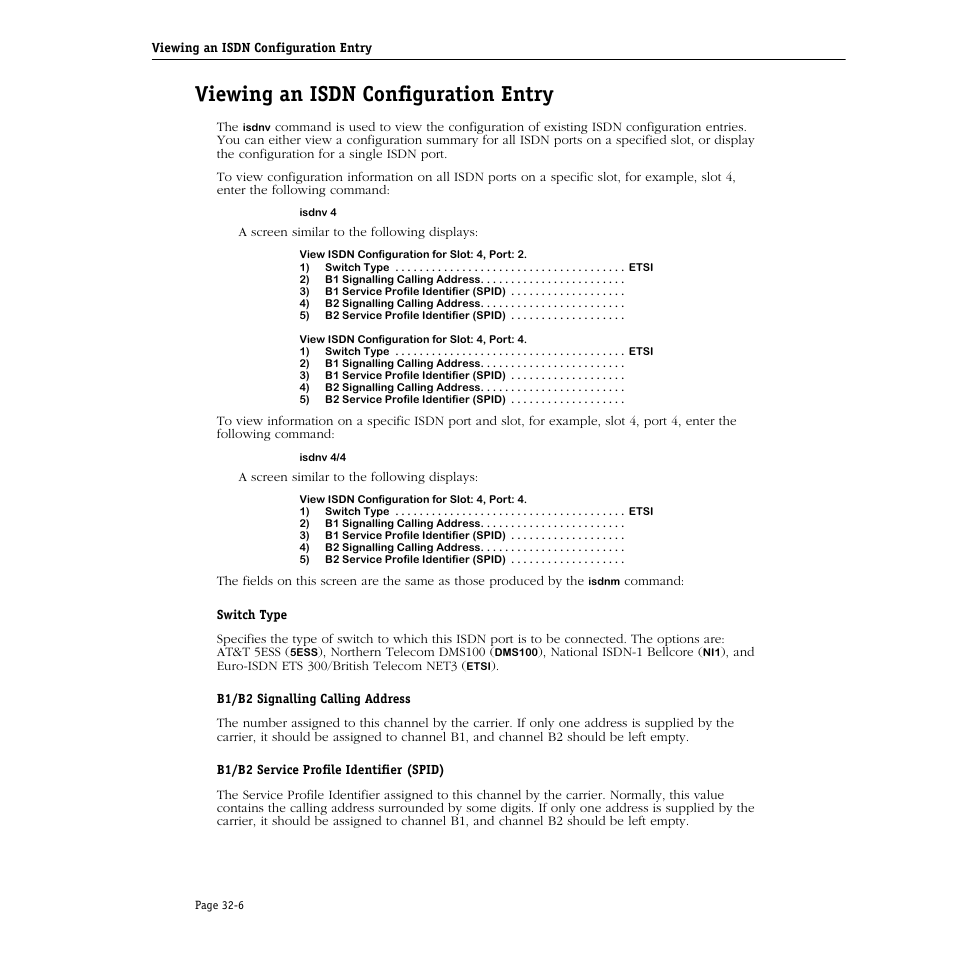 Viewing an isdn configuration entry, Viewing an isdn configuration entry -6 | Alcatel Carrier Internetworking Solutions Omni Switch/Router User Manual | Page 984 / 1100