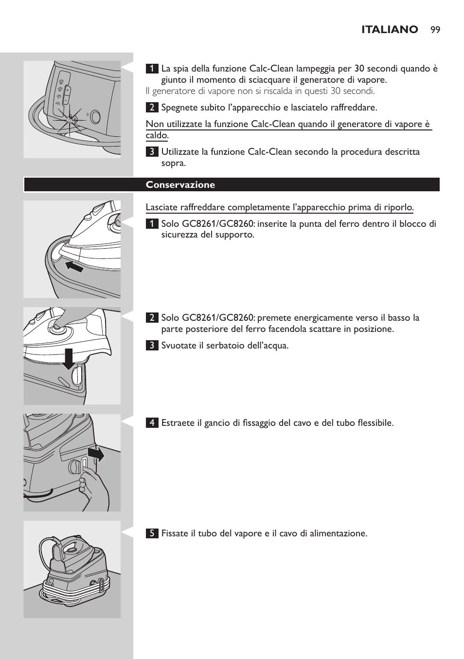 Conservazione | Philips Dampfbügelstation User Manual | Page 99 / 166