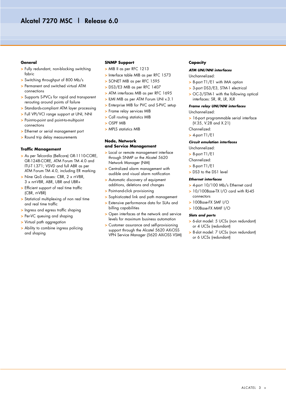Alcatel Carrier Internetworking Solutions 7270 MSC User Manual | Page 3 / 4