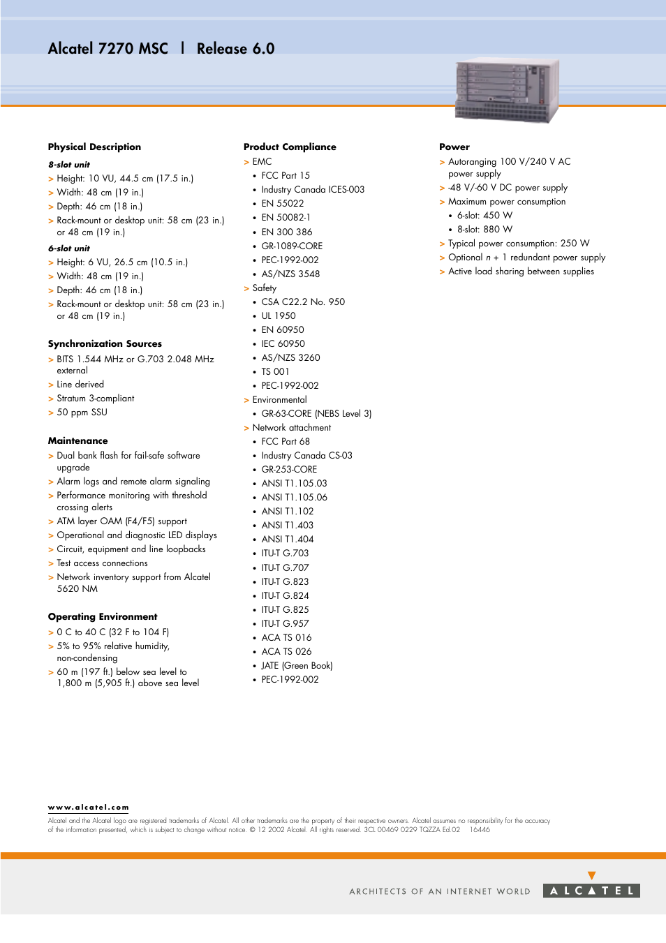 Alcatel Carrier Internetworking Solutions 7270 MSC User Manual | Page 4 / 4