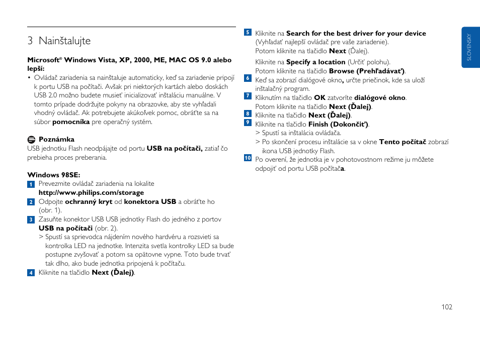 3 nainštalujte | Philips USB-Flashlaufwerk User Manual | Page 102 / 130