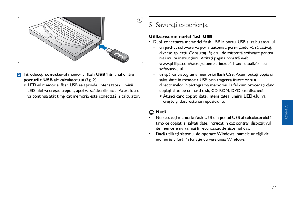 5 savura\i experien\a | Philips USB-Flashlaufwerk User Manual | Page 127 / 130